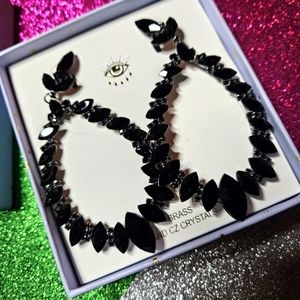 Eye Candy Los Angeles: Luxe Collection- Black CZ Gothic Teardrop Hoop Earrings